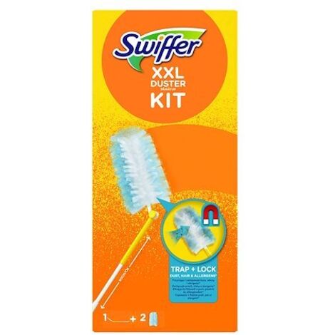 Kit de démarrage plumeau Swiffer Duster XXL avec 2 recharges – Manche 90 cm – Tête pivotante 360° – Nettoyage efficace des poussières (1/5)