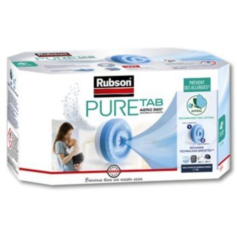 Rubson AERO 360° Pure, 4 recharges de 450 g, tabs neutres anti-humidité & anti-odeurs pour déshumidificateur Rubson, purificateur d'air pour lutter contre les allergies