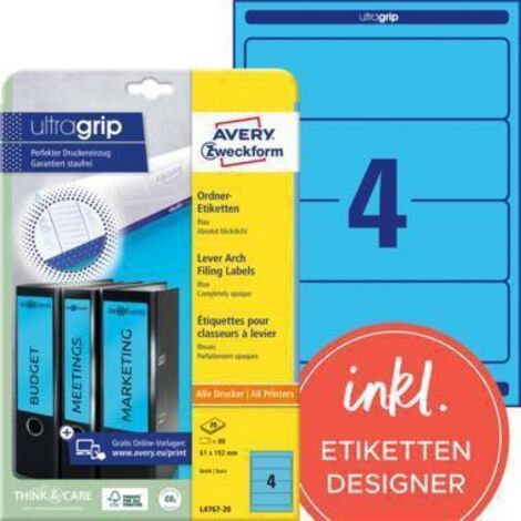 Avery Zweckform Ordneretikett L4767-20 61x192mm bl 80 St./Pack. (1/5)