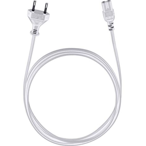 alimentation Câble de raccordement [1x fiche Euro mâle - 1x prise femelle C7] 1.50 m blanc Oehlbach Powercord C 7 W752731 (1/2)