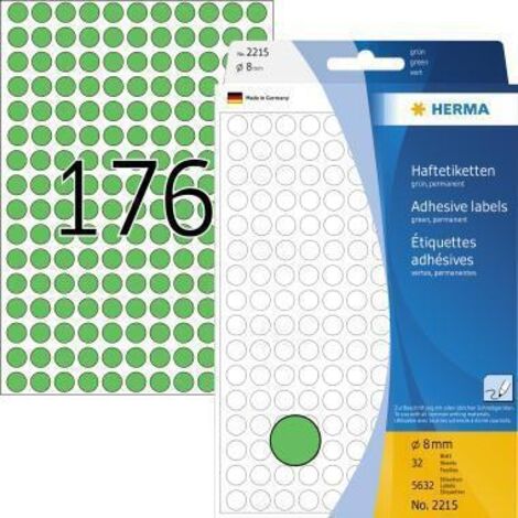 HERMA Markierungspunkt 2215 8mm Papier grün 5.632 St./Pack. (1/4)