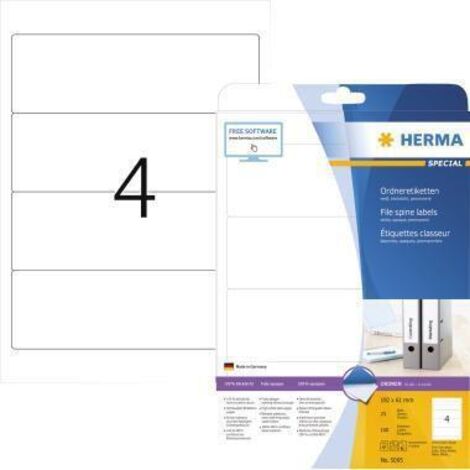 HERMA Ordneretikett 5095 192x61mm sk weiß 100 St./Pack. (1/4)