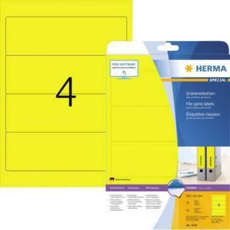 HERMA Ordneretikett 5096 192x61mm sk gelb 80 St./Pack. (1/4)