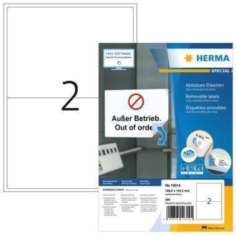 HERMA Haftetikett Movables 10314 199,6x143,5 mm weiß 200 St./Pack. (1/5)