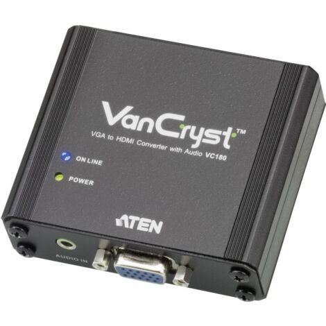 Convertisseur VGA, Jack, HDMI ATEN VC180 [1x VGA femelle, Jack femelle 3.5 mm - 1x HDMI femelle] noir (1/4)