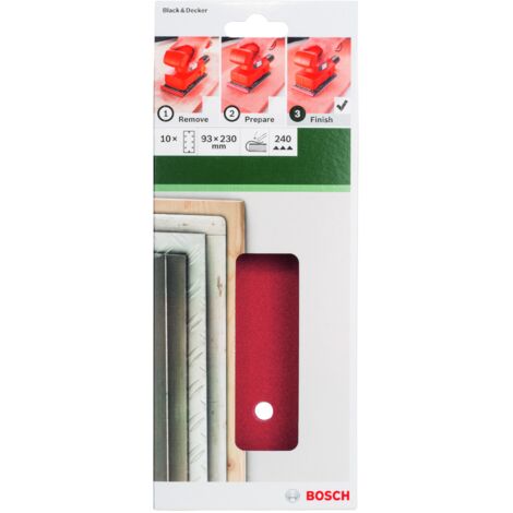 Ensemble de feuilles abrasives Ponceuse orbitale aléatoire 10 pièces Gr.240 BOSCH 2609256B06 (1/2)