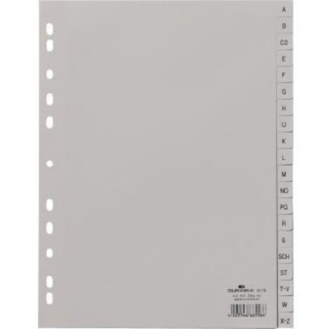 DURABLE Register 651010 DIN A4 volldeckend A-Z 20tlg. PP grau (1/2)