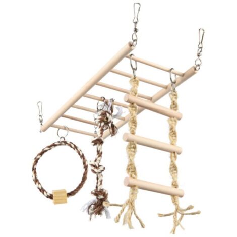 Pont suspendu, échelle sur cordes, furet, en bois 35 × 15 × 15 cm (1/2)