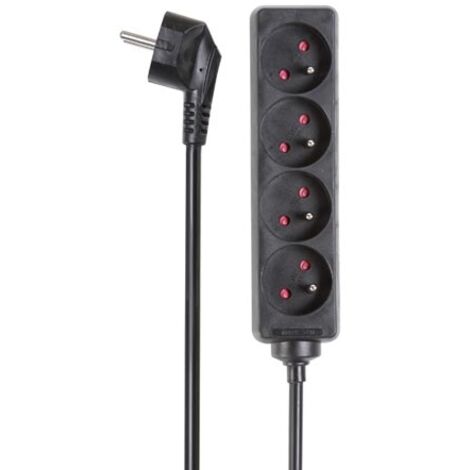 Perel – Bloc multiprise 4 prises avec protection enfants – Câble H05VV-F 3G1.5 de 5 m – Puissance max. 3500 W, tension 230 V 16 A (1/7)