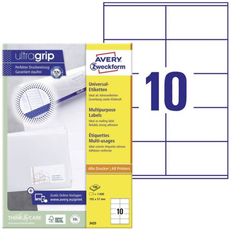 Avery Zweckform Universaletikett 3425 105x57mm weiß 1.000 St./Pack. (1/4)