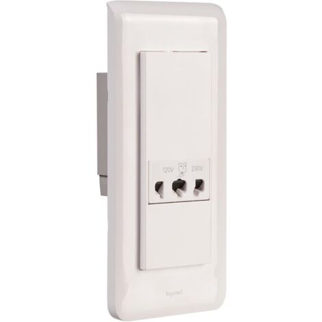 Legrand – Prise de courant pour rasoir – IP24 IK04 – 5 modules – Blanc brillant – Bornes automatiques – Installation en boîte d'encastrement 50mm