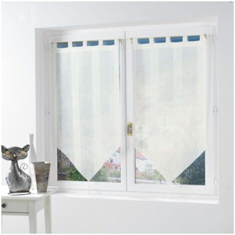 Paire voilage pompon passants - Salina - 60 x 160 cm - Naturel - Livraison gratuite (1/3)