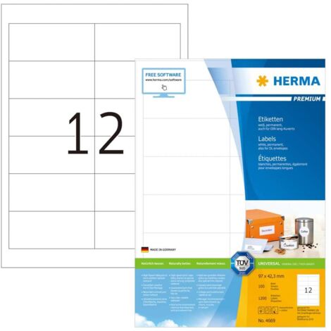 herma 4669 Étiquettes adhésives blanches 97 x 42.3 mm (1/5)