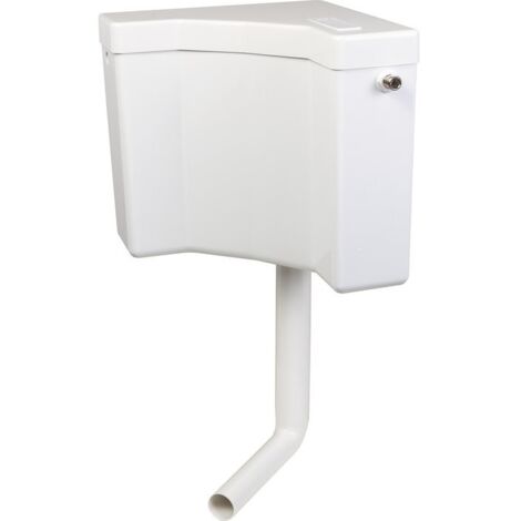 Regiplast – Réservoir de chasse d'eau d'angle 400 – Isolé anti-condensation – Alimentation latérale réversible – Robinet flotteur silencieux 3/8'' (1/9)