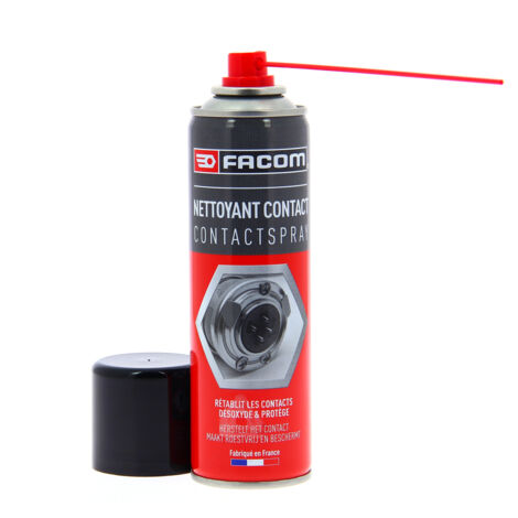 Facom – Nettoyant contact dégraissant électrique 250ml – Sèche rapidement sans résidu – Formule non conductrice pour métaux et plastiques – Aérosol avec tuyau prolongateur (1/8)