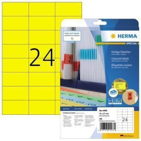 Herma Etiquettes,jaune     70x37 20f. DIN A4 480 pièces      4466 (1/5)