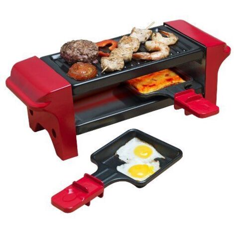 Appareil à raclette 2 personnes 350w + gril noir/rouge - Bestron - agr102 (1/5)
