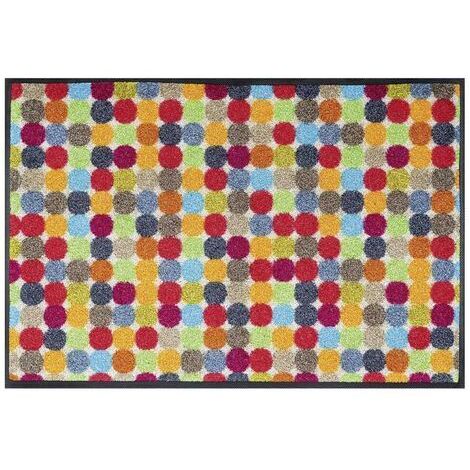 Paillasson MIKADOTS 50x75 multicolore tissé motif géométrique (1/2)