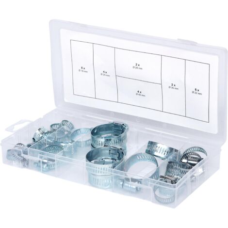 Ks Tools – Assortiment de colliers de serrage 26 pièces – Diamètre 16-40 mm – Coffret plastique – Pour flexibles et tuyaux (1/6)