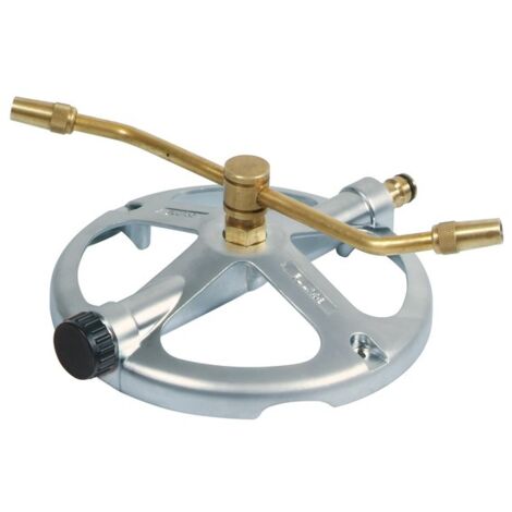 Boutté – Arroseur asperseur rotatif 360° – Surface couverte 380m² – Jet réglable pluie/droit – Entrée 2 x 2.7cm – Laiton et métal (1/2)