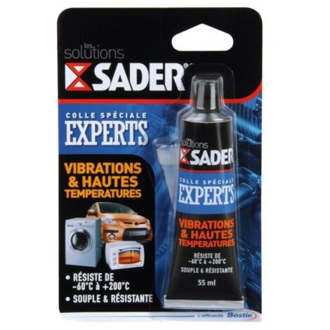Colle multi-usage résistante aux vibrations et hautes températures – Pour caoutchouc, métal, verre, céramique, bois – 55ml – Sader (1/4)