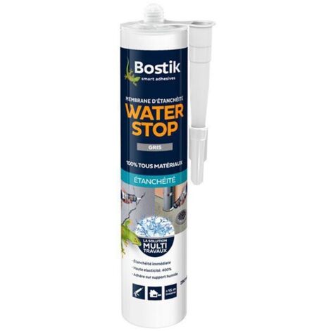 Bostik – Membrane d'étanchéité Waterstop 290ml – Couleur gris – Application facile au rouleau ou brosse – Résistance aux intempéries (1/5)