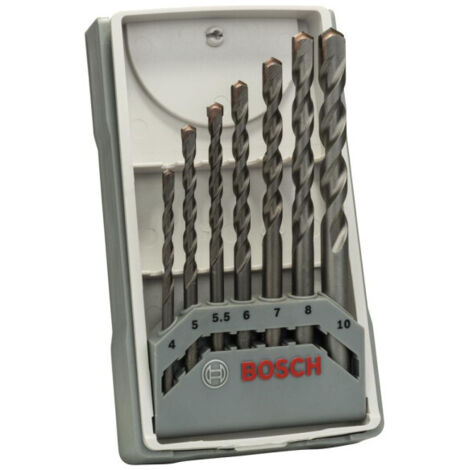 Bosch – Foret béton pour perceuse 2607017083 – Set de 7 pièces – Carbure de tungstène – Diamètres 4 à 10 mm – Tige cylindrique (1/5)