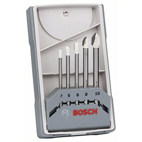 Bosch – Foret à carrelage CYL-9 Ceramic – Lot de 5 forets Ø4/5/6/8/10 mm – Tête renforcée pour durabilité – Pointe de centrage pour amorce précise
