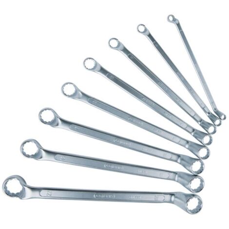 Ks Tools – Jeu de clés polygonales contre-coudées 8 pcs – Chrome Vanadium – Finition chromée – Accès facile dans espaces restreints (1/4)
