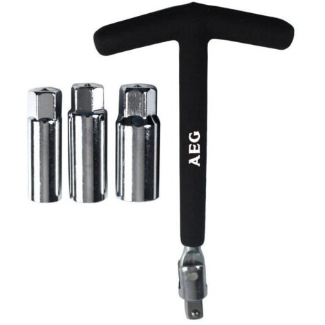AEG Clé à bougie articulée manche en T avec 3 douilles 14 16 21 mm (1/4)