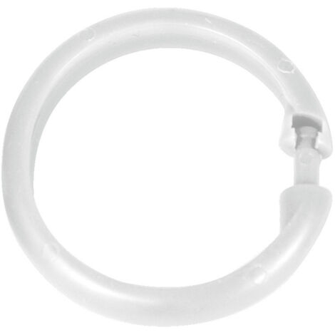 Lot de 12 crochets pour rideau de douche en plastique blanc – Anneaux de 6 cm pour barres épaisses – Installation facile (1/2)