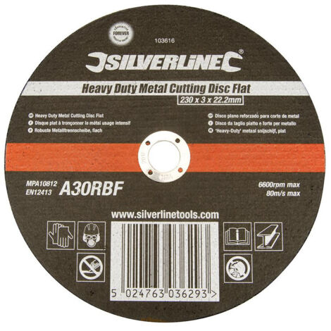 Silverline - Disque Plat à Tronçonner Le Métal Pour Usage Intensif - 230 X 3 X 22,23 Mm (1/2)