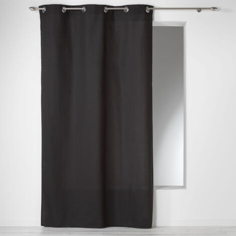 Rideau a oeillets coton uni Panama Noir 140 x 240 cm (1/5)