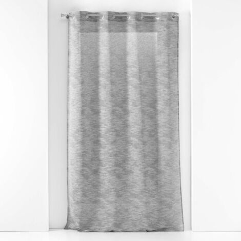 Voilage a oeillets 140 x 240 cm effet lin tissé fils coupés Zebra Anthracite (1/3)