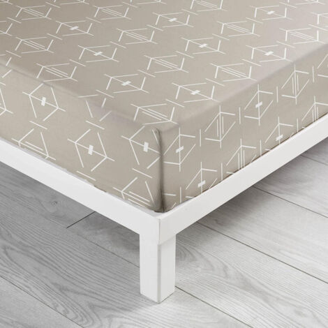 Drap housse en coton pour lit queen size "Aristide" - Beige - 160 x 200 cm - Livraison gratuite (1/4)
