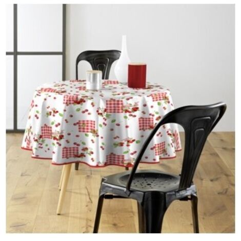 Nappe ronde 160 cm cerise – PVC 100% – Résistante à l'usure et aux déchirures – Pour usage intérieur et extérieur – Bricoline (1/3)