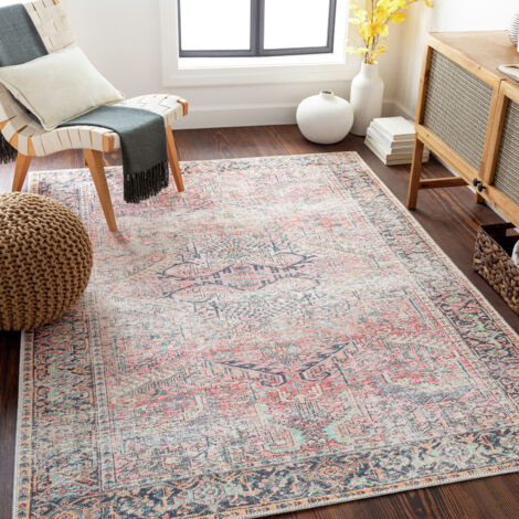 SURYA Tapis Vintage Lavable en Machine Rose 160x213 cm (1/5)