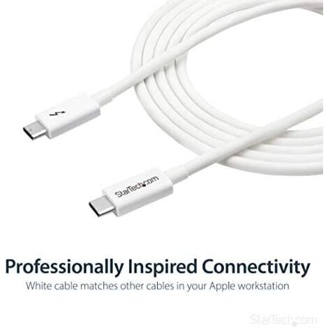 StarTech.com Câble Thunderbolt 3 de 2 m - 20 Gb/s - Compatible Thunderbolt, USB et DisplayPort - Blanc (1/4)