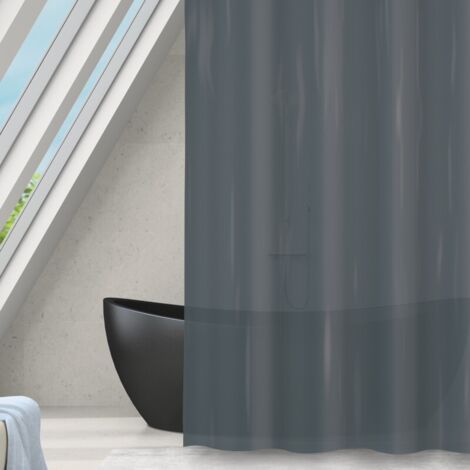 Rideau de douche PEVA ROMANA 180x180cm Gris anthracite MSV (1/3)