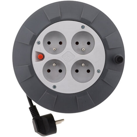Enrouleur H05VV-F 4 prises 3G1mm² 5m + coupe-circuit - Gris - Zenitech (1/2)
