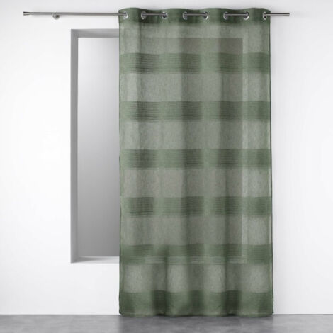 Panneau a oeillets 140 x 280 cm effet lin tisse fils chenille terraza Kaki (1/3)