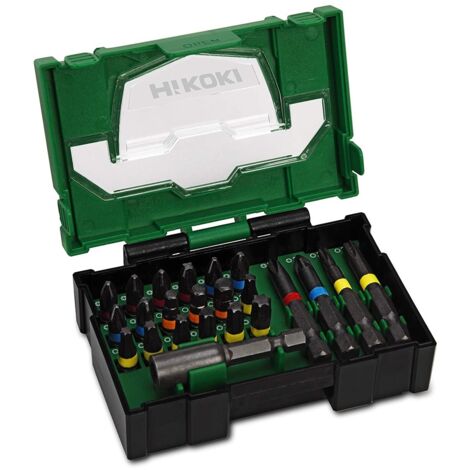Hikoki – Set d'embouts de vissage 23 pièces – Longueur 25 mm et 50 mm – Embouts Torx, PH, PZ, H – Porte-embout magnétique 60 mm