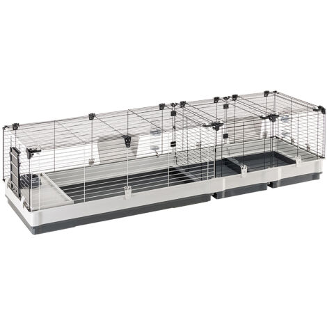 Cage pour rongeur Krolik 200 – 205 x 60 x h 50 cm – Grille de séparation amovible – Montage et nettoyage faciles – Ferplast