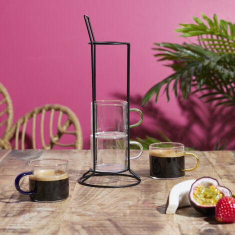 Tasse Expresso Verre X4 Avec Support (1/5)