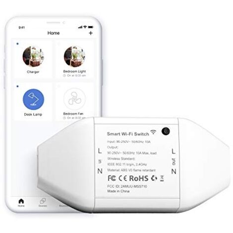 Interrupteur connecté WiFi 10A – Compatible Alexa, Google Home, SmartThings – Programmable à distance – Boîtier ABS ignifuge – Meross (1/3)
