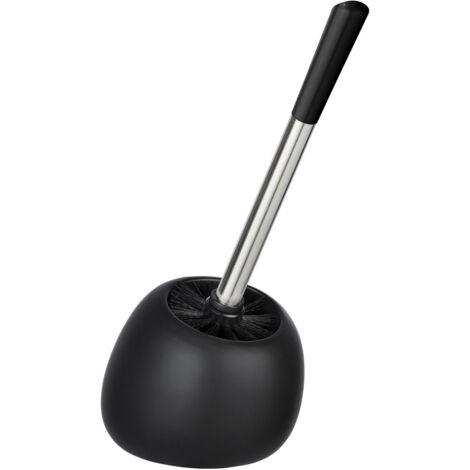 WENKO Porte Brosse WC céramique Polaris, Brosse WC noire, Céramique, 5x36x14,5 cm, noir mat (1/6)