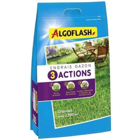 Engrais pour gazon ALGOFLASH NATURASOL - 3 actions - 10 kg (1/2)