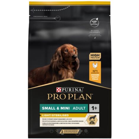 Croquettes pour chien light stérilisé au poulet – 3 kg – Pour petits chiens jusqu'à 10 kg – Riche en protéines et fibres – Pro Plan