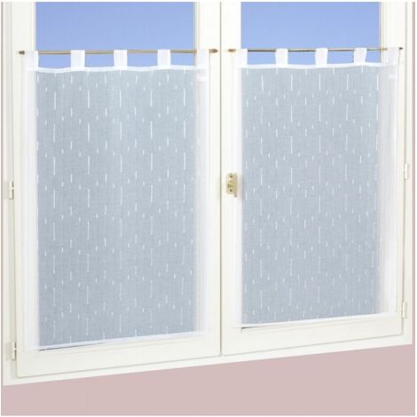 Voilages blanc unis, paire de 2X 60x120cm à pattes - prêts à accrocher, Atout Ciel (1/2)