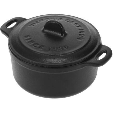 Victoria 39202 Mini Cocotte Fonte Émaillée à Induction 10cm, 0,3L, 1-2 Portions, sans PFOA Noir (1/5)